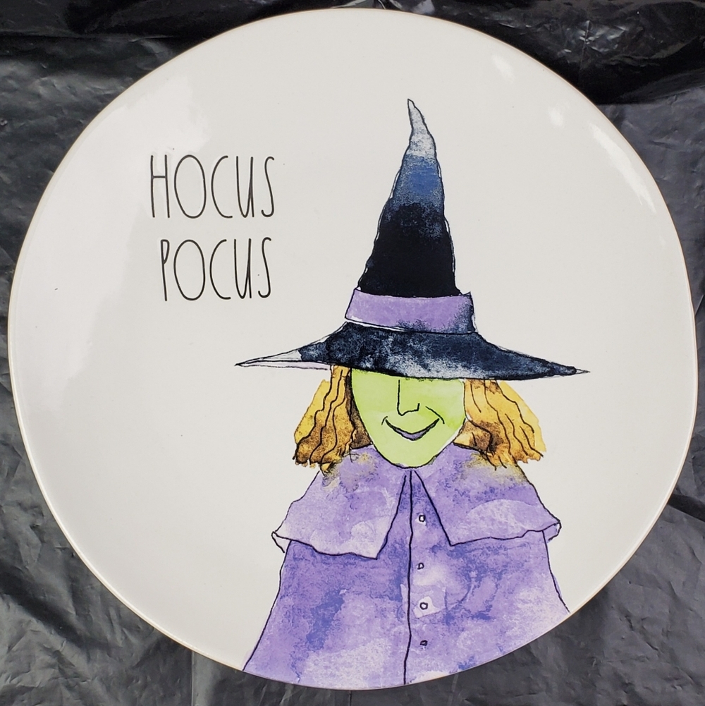 Rae Dunn Magenta Artisan Hocus Pocus Witch Halloween 11" Dinner Plate - EUC